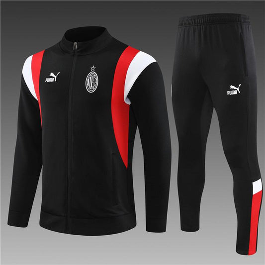 AC Milan Football Zipper & Trouser Combo Deep Black 2024-25